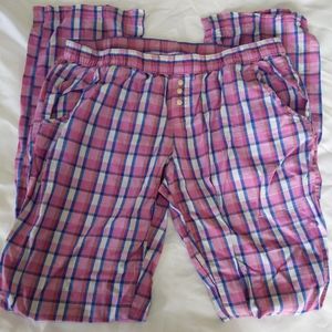 Pink White & Blue Plaid Cotton PJ Pants